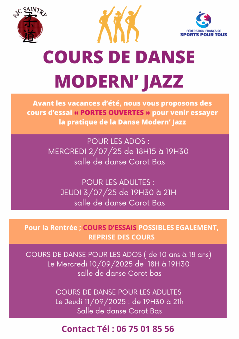 Cours de danse modern jazz : portes ouvertes avant l&rsquo;été